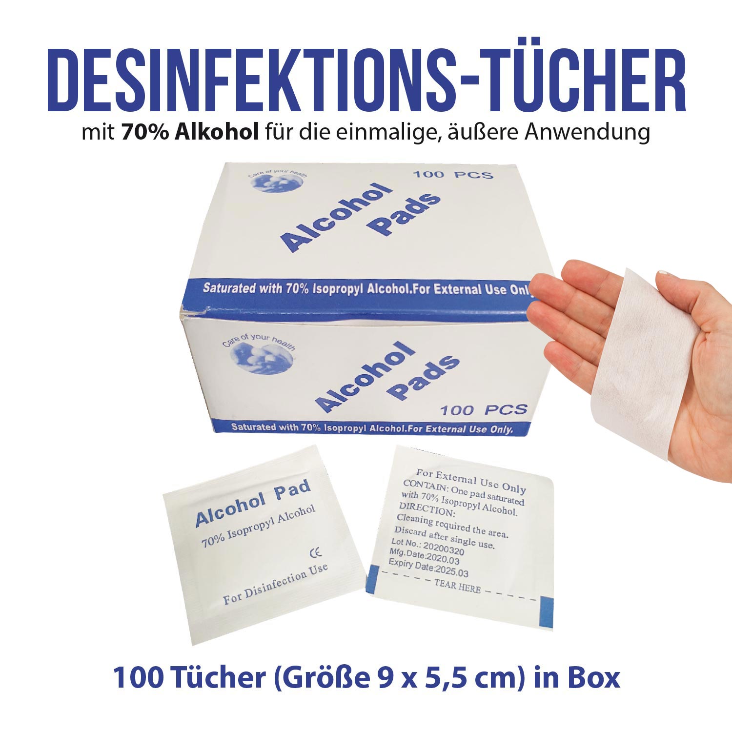 Desinfektionstücher 100 Stück Box