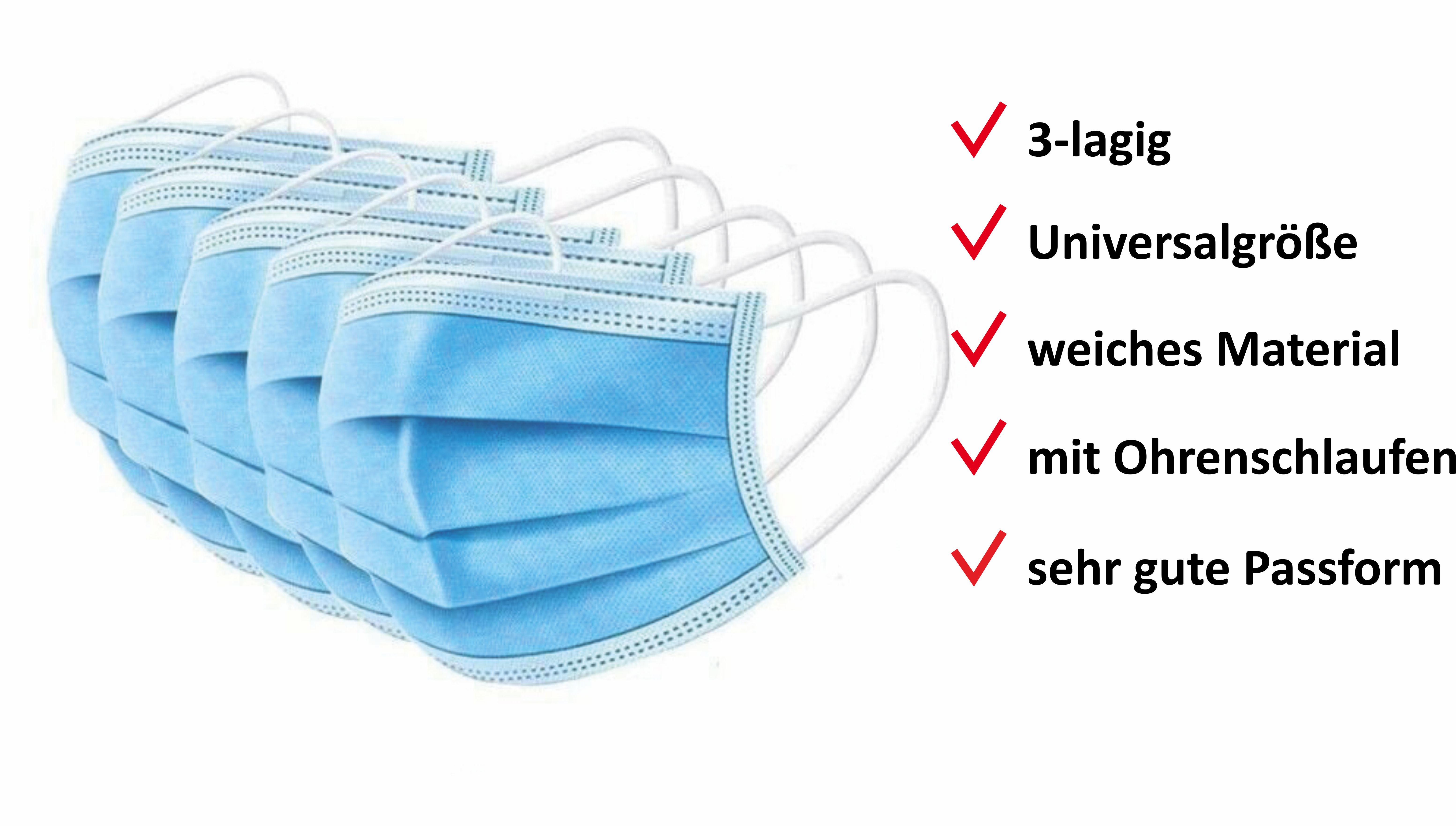 Einwegmasken MundNasenMaske, 3lagig Einwegmasken MundNasenMaske, 3lagig